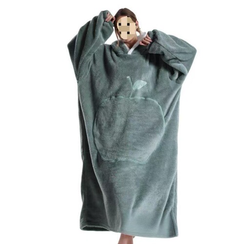 Long-sleeved home pajamas bestseller wearable lazy TV blanket two-sided comfortable cotton flannel robe for women autumn winter
