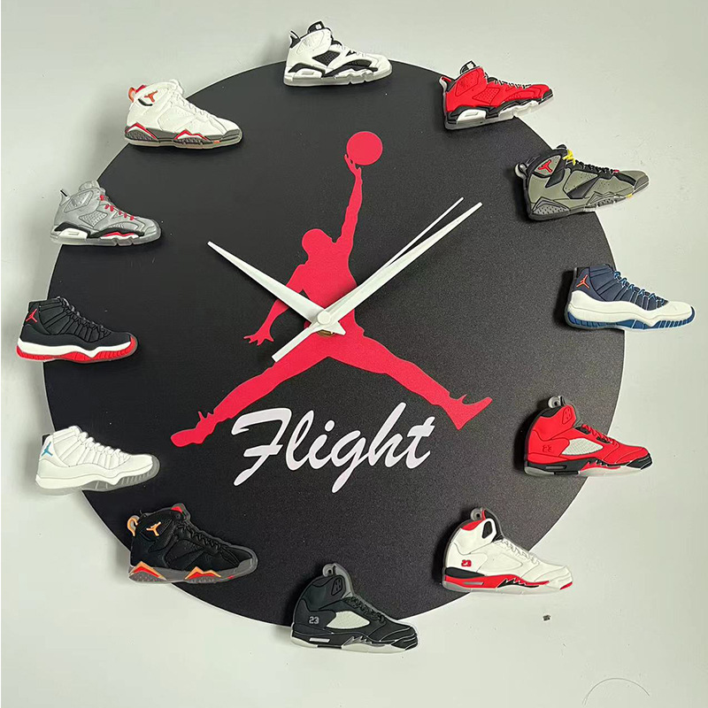 Aj Basketball Clock Internet Celebrity Shoe Model Aj1-12 Generation Wall Clock Amazon Trapeze Jordan Clock Simple Fashion Wall Hanging