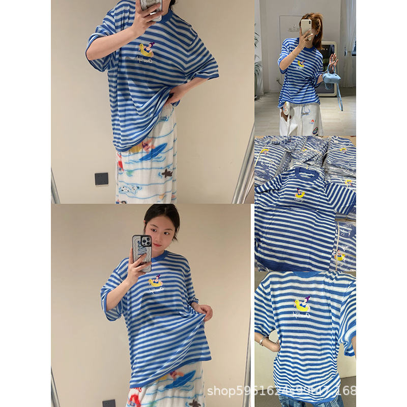 Ready to Ship! 25 New Summer Swimming Pool Party Knitted Thin 100 Lyocell Tencel Short-Sleeved T-Shirt for Women