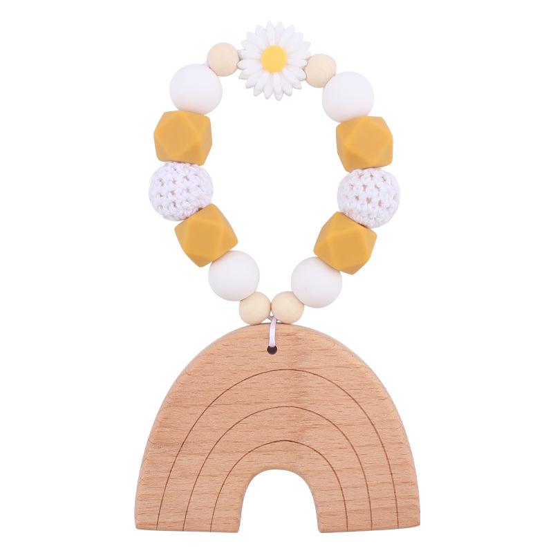 Nuevo bebé suministros dibujos animados Arco Iris haya mordedor creativo DIY bebé mordedura teether pulsera juguete