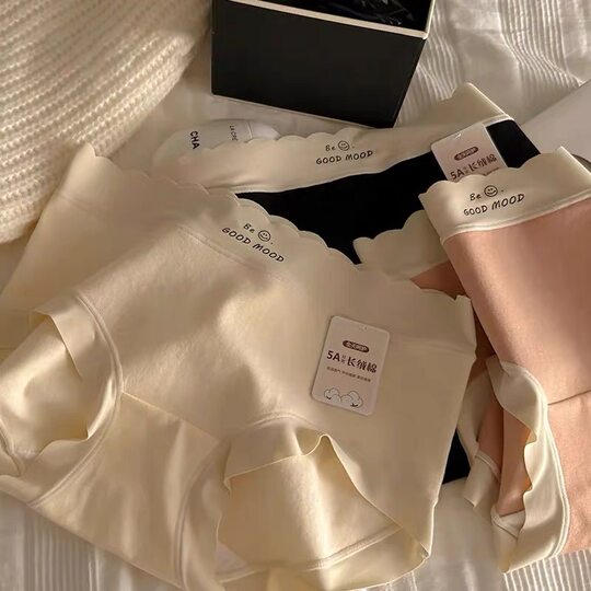 Class A Xinjiang Cotton Comfortable Pure Cotton Underwear Women's 5A Cotton Breathable Antibacterial Traceless Middle Waist Girls Briefs plus size