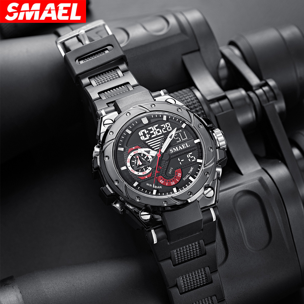 SMAEL small moda marca aleación reloj de los hombres multi-funcional fresco doble pantalla al aire libre impermeable reloj electrónico