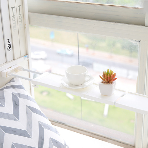 Window sill adjustable partition kitchen clip storage telescopic rod shelf multi-layer rack clutter storage rack divider