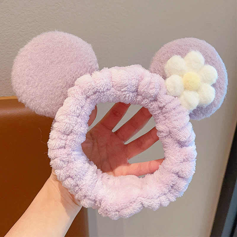 Cartoon facial lavado especial para mujeres 2024 nuevo cabello de peluche maquillaje prensado cabello lindos pinzas de cabello correa tocado