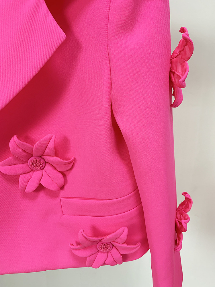 Women's Suit Jacket With 3d Flower Decoration Fluorescent Blazer_voghion.com