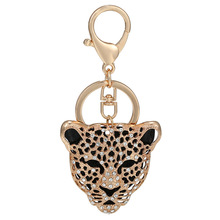廠家直銷歐美豹子頭鑰匙扣合金鑲鑽鑰匙鏈創意小禮品批發跨境貨源