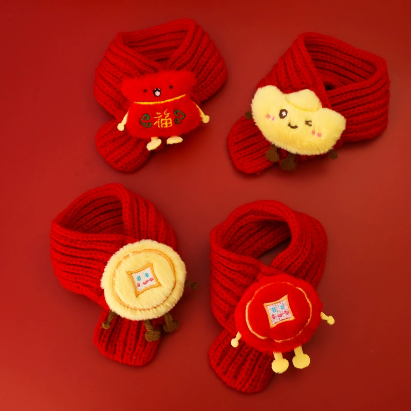 Домашние животные новогодние шарфы Весенний фестиваль нагрудник кошки собаки новогодние товары вязаные теплые красные сокровища