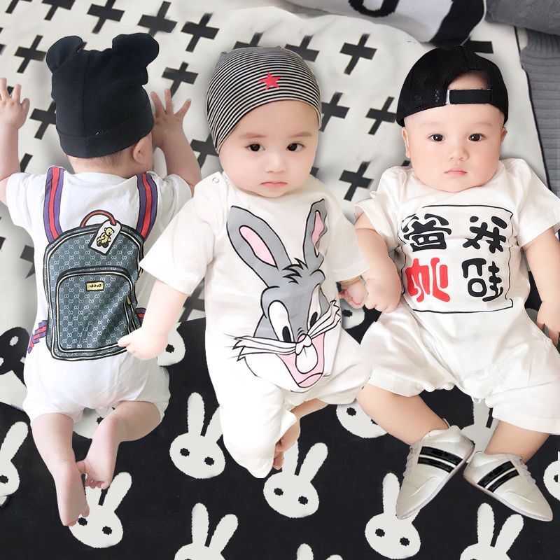Baby Jumpsuit summer 0-3 months pure cotton baby romper pajamas newborn romper short sleeve thin sheath