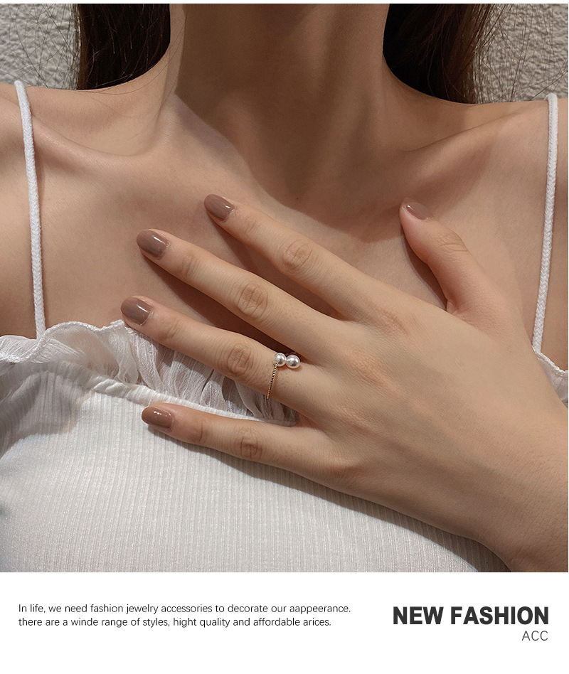 Simple Style Solid Color Copper Plating Inlay Pearl Open Ring 1 Piece