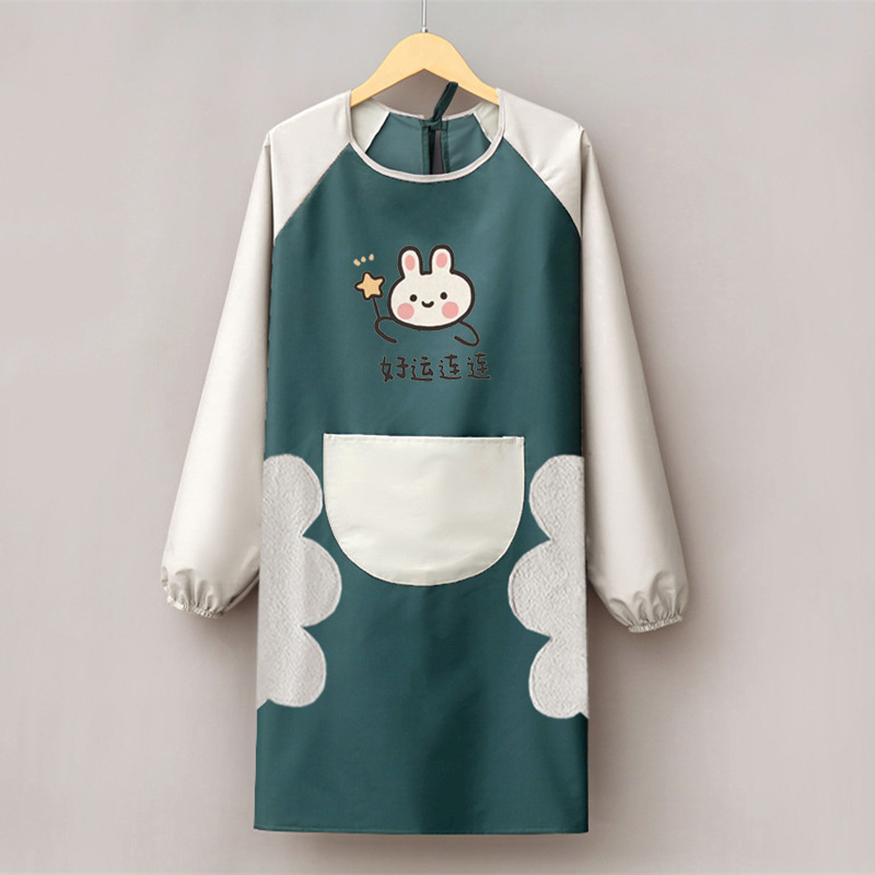 손 닦아 [다크 그린 몸] 회색 소매 행운 전체적으로