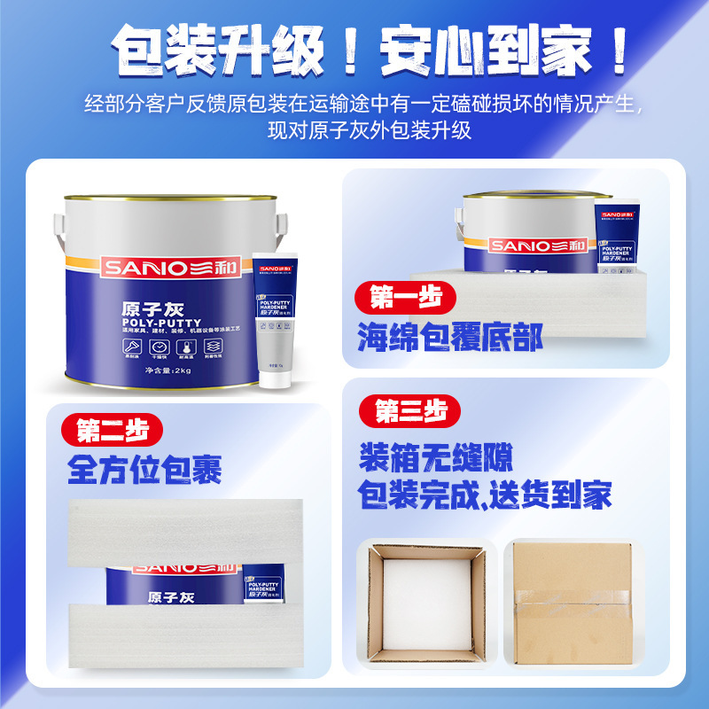 三和原子灰汽车划痕腻子粉钣金木家具墙面修复车用补漆快干修补膏|undefined