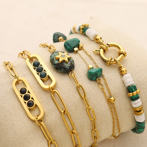 Natural stone versatile titanium steel bracelet that does not fade, women's ins style fashionable versatile fresh stacking bracelets and jewelry set