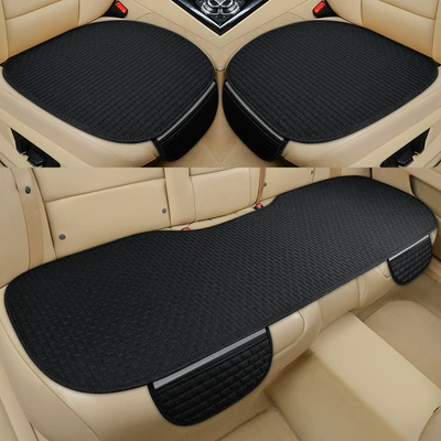 Seat cushion, seat cover plaid three-piece factory direct - black-three-piece-set