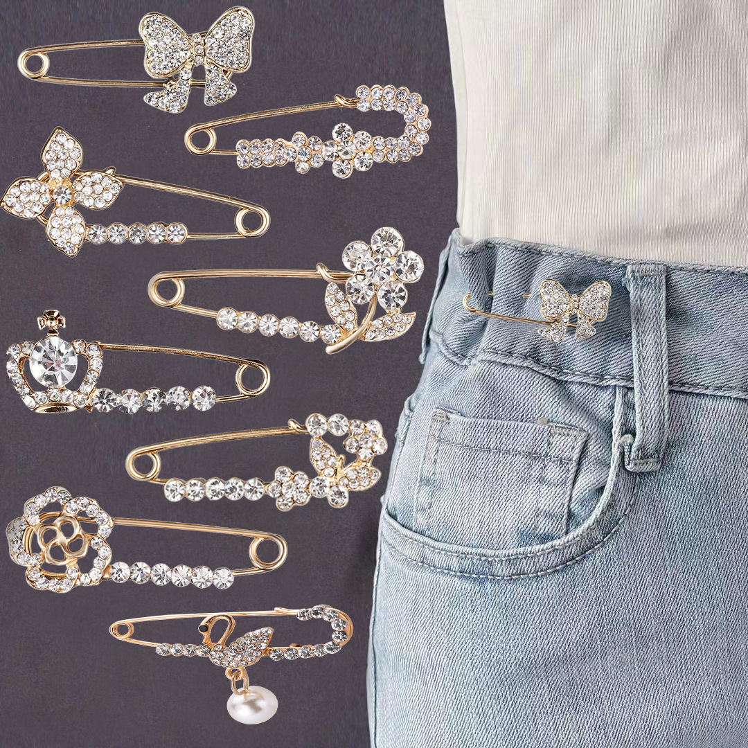 Corea del Sur de alta calidad aleación ramillete ropa ajustada a la cintura anti-exposición hebilla pequeño Cisne broche de las mujeres simple todo-fósforo PIN