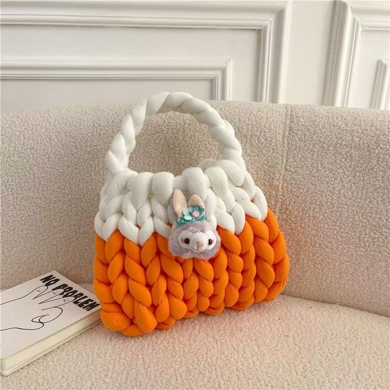 Nuevo coreano casero islandés lana trenzada DIY material bolsa de lana ultra gruesa moda tela de lana tejida a mano bolsa de mano