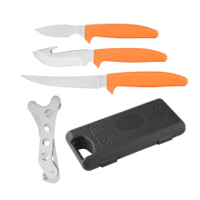 跨境多功能橡塑柄野营工具露营刀具开撑器便携不锈钢猎刀套装户外