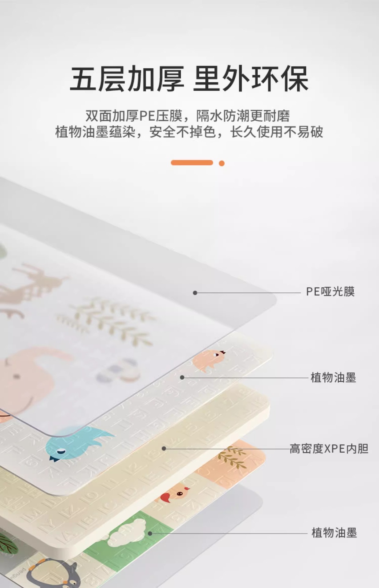 Wholesale children's climbing mat thickened cartoon foam mat game mat XPE baby crawling mat folding double-sided