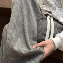 美式韩风街头宽松休闲裤男女款百搭直筒裤四季松弛感阔腿拖地长裤