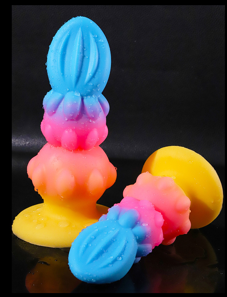 Jiuai Special-Shaped Silicone Anal Plug Dildo, Gourd Flower Extra Large, Multicolor — detail image 13