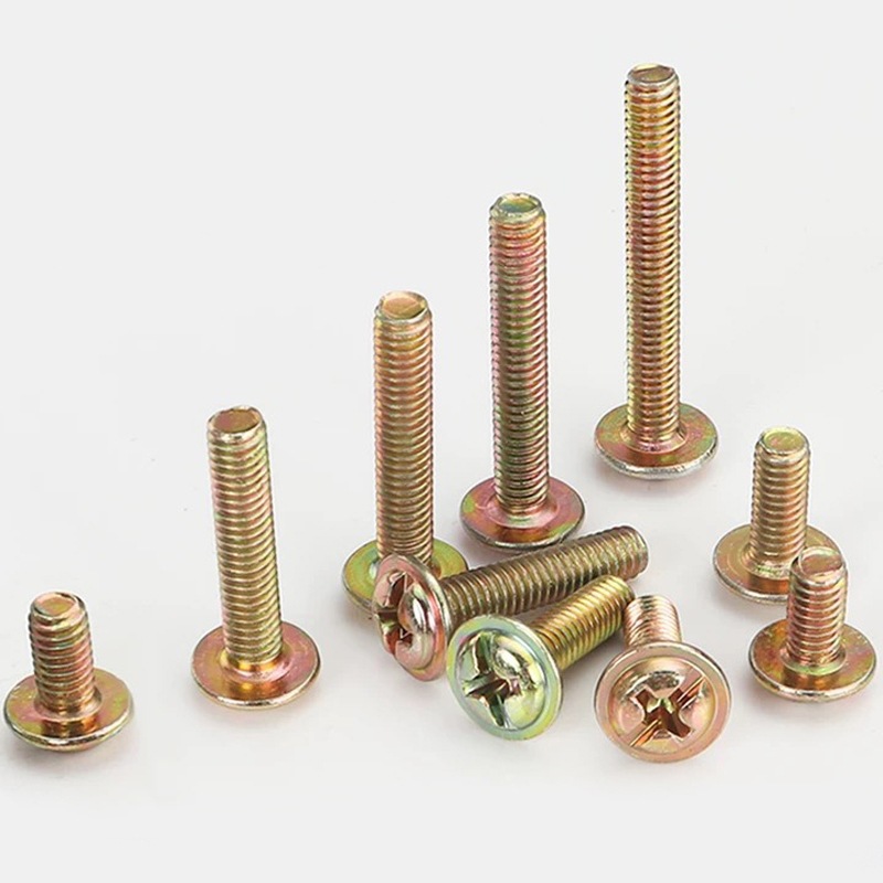 圆头带介十一字螺丝钉柜门拉手螺丝M4*16/25/30抽屉螺钉五彩PWM