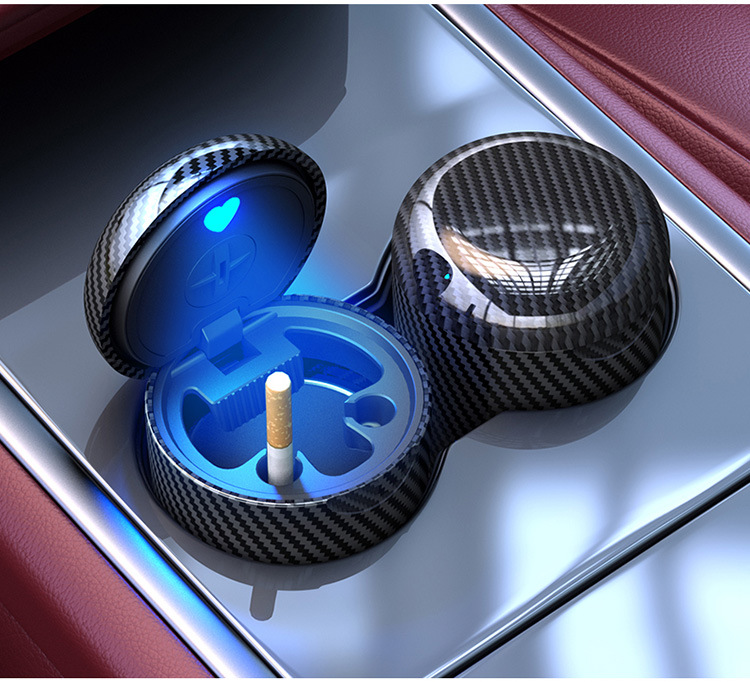 Portable car ashtray, in-car metal ashtray, trash bin with automatic lighting, car ashtray