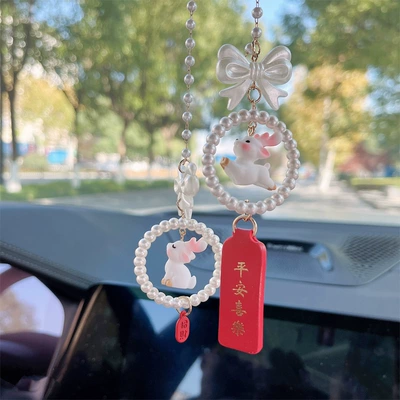 Hanging Decoration, Car hanging - bow-deer-peace-and-joy-red