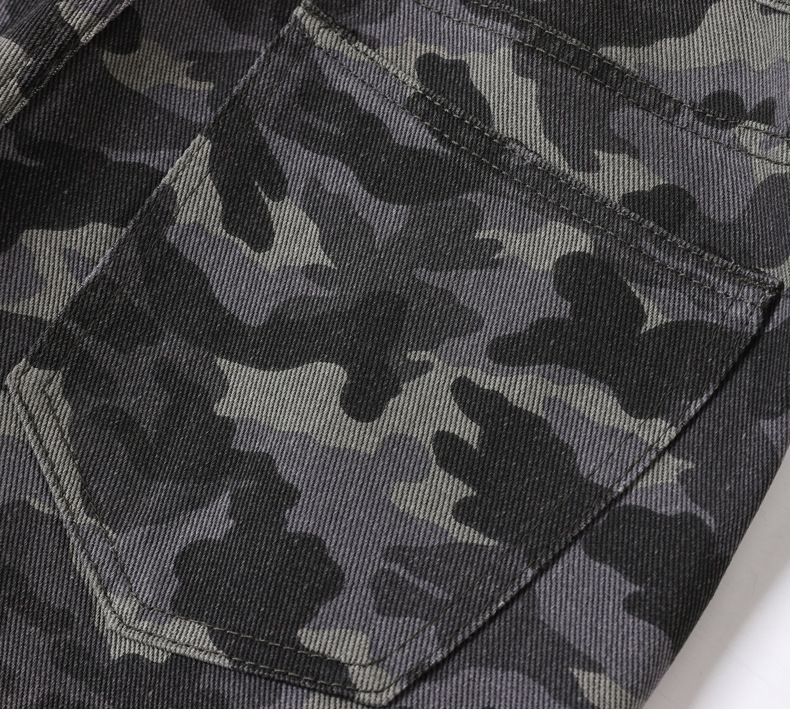 Men's Camouflage Wide Leg Pants Street Style Hip Hop Loose Fit Straight Leg Slightly Flared Cargo Jeans Trendy Brand Blue mid Waist_mkmklike.com