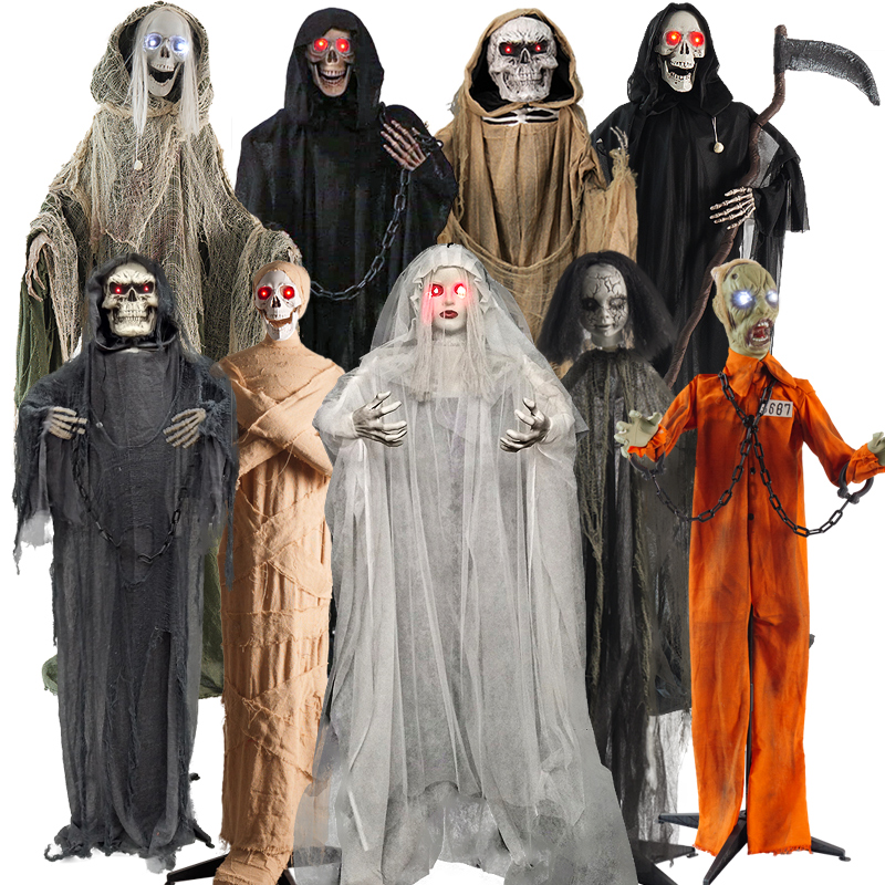 Decoración de Halloween Fantasmas eléctricos control de voz inducción de pie de la muerte Fantasmas Zombies Fantasmas Horror Decoración Props de la casa embrujada