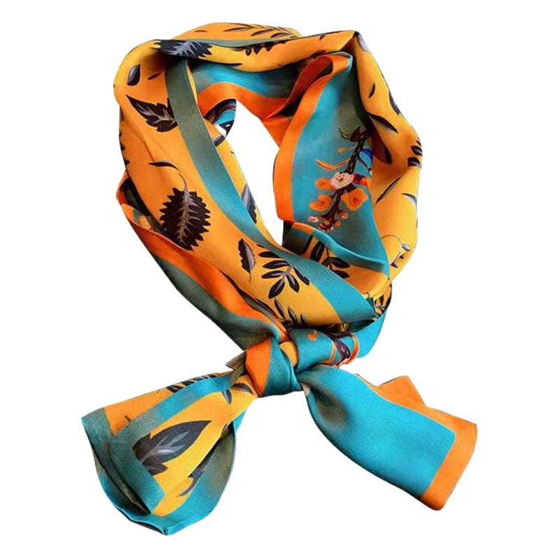 Korean Style Retro Elegant Oil Painting Scarf Women's Spring and Autumn All-match Ribbon Double-layer Thin Narrow Scarf Long Scarf Hair Belt