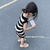 7197-black and white striped skirt