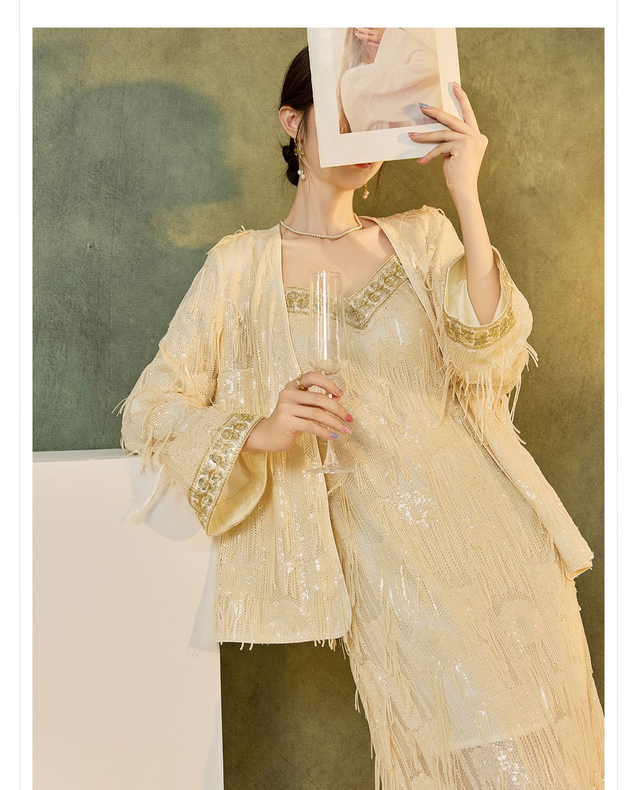 Áo khoác cardigan nữ cổ chữ V thêu tua rua — mơ chi tiết 7