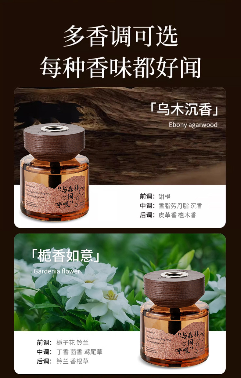 Ebony Agarwood Car Aromatherapy Fireless Aromatherapy Wooden Long-Lasting Diffusing Car Perfume Fragrance Ornaments Car and Home Dual Use