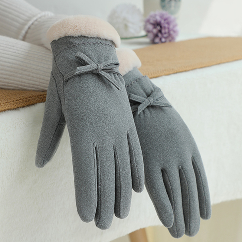 Guantes térmicos para mujer con forro polar para montar y conducir engrosados ciclismo a prueba de viento al aire libre de terciopelo a prueba de frío Otoño e Invierno guantes