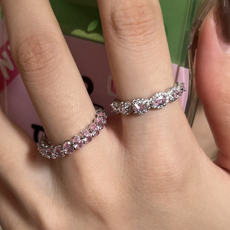 Women's Gender Copper Inlay Heart Shape Zircon Rings