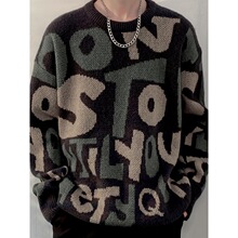 V 12517 Letter Print Round Neck Sweater ��ĸ�ٴ�A�Ië��