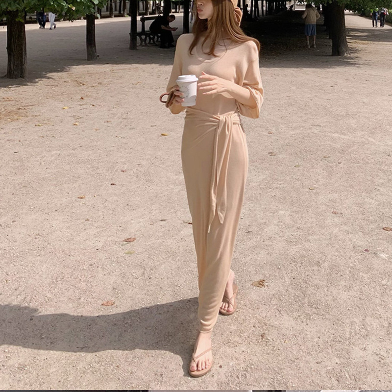 In Stock: Evening Island First Encounter_Lazy Daily Life*U-Neck Shawl Lyocell Linen Lazy Knit Dress In Stock: Evening Island First Encounter_Lazy Daily Life*U-Neck Shawl Lyocell Linen Lazy Knit Dress