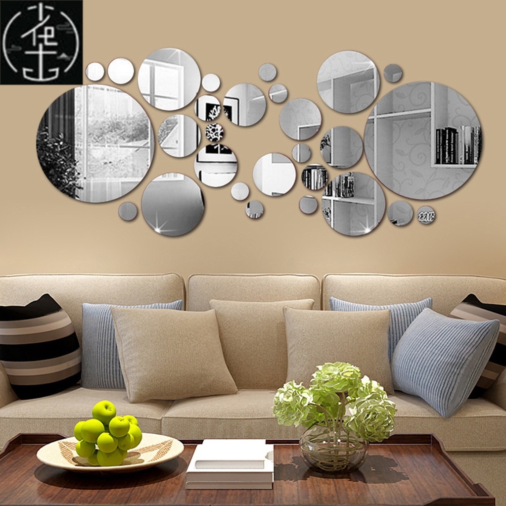 30Pcs 3D Mirror Round Removable Self Adh...