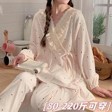 月子服春秋大码产后波点纱布孕妇睡衣夏季薄款哺乳宽松家居服套装