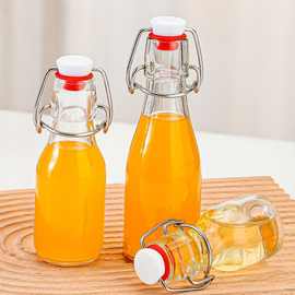 现货卡扣玻璃瓶自酿白酒酵素饮料果汁瓶果酒瓶透明玻璃瓶源头厂家