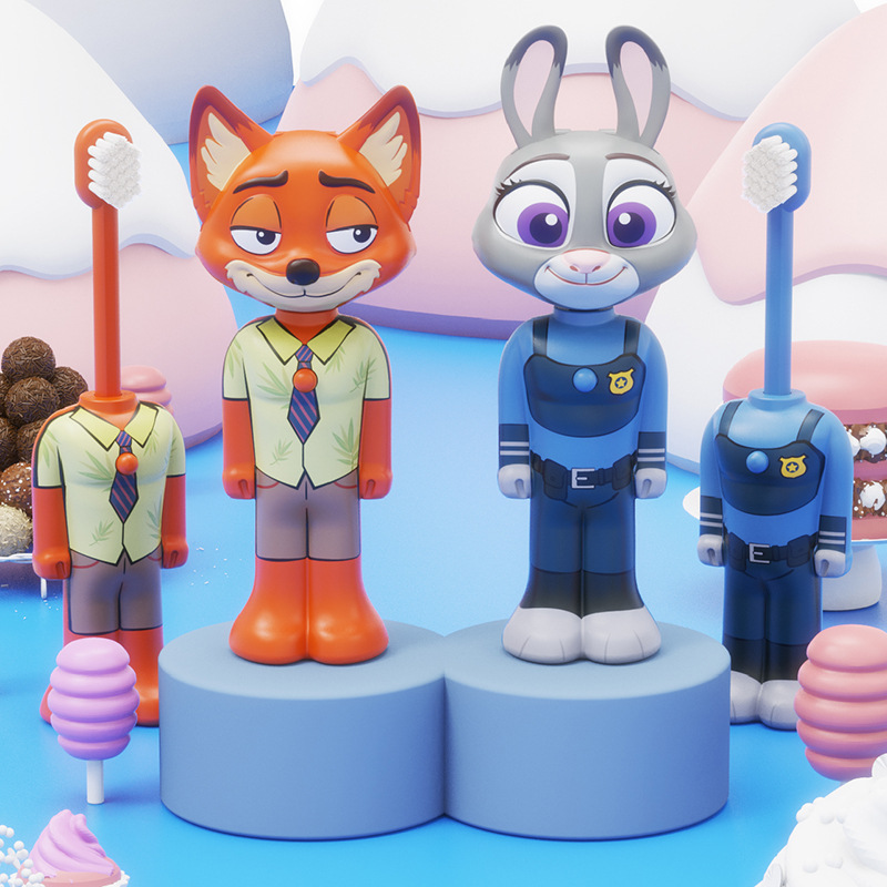 Zootopia Loca 2 netizens Nick Judy deformado cepillo de dientes de pelo suave de pelo fino niños cepillo de dientes retráctil para lavar