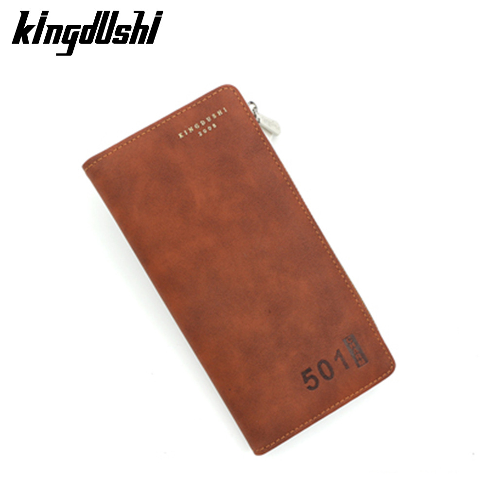 Nuevo bolso largo de hombre simple cuero esmerilado bolso de tarjeta de tarjeta bolso lateral con cremallera bolso largo de hombre al por mayor