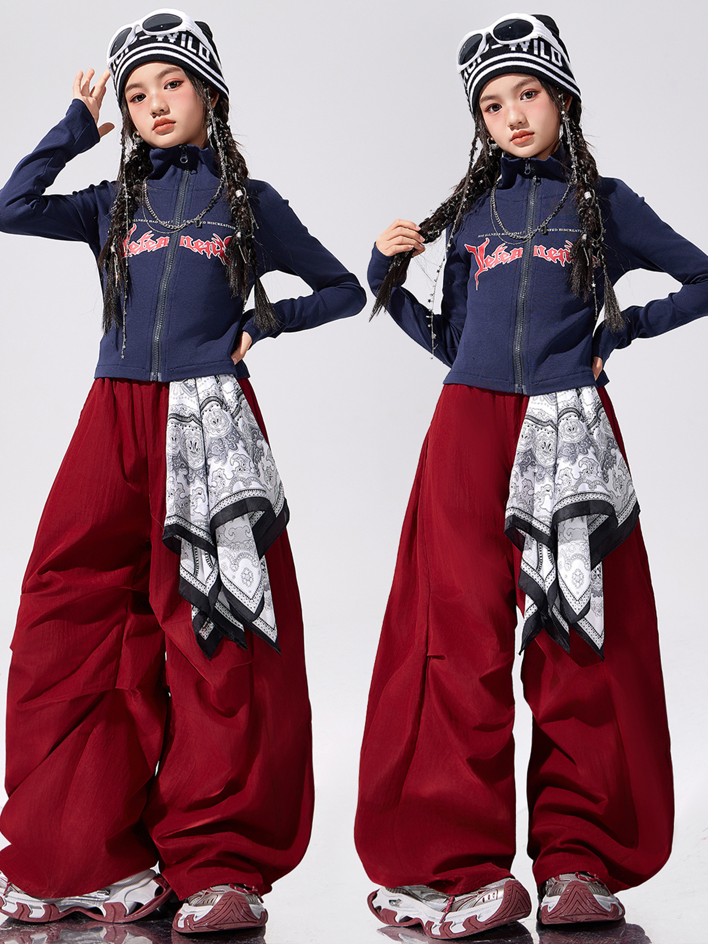 Trajes de jazz de chicas de moda cool y de moda para niños jazz callejero trajes de espectáculo de Año Nuevo de chicas de otoño y invierno