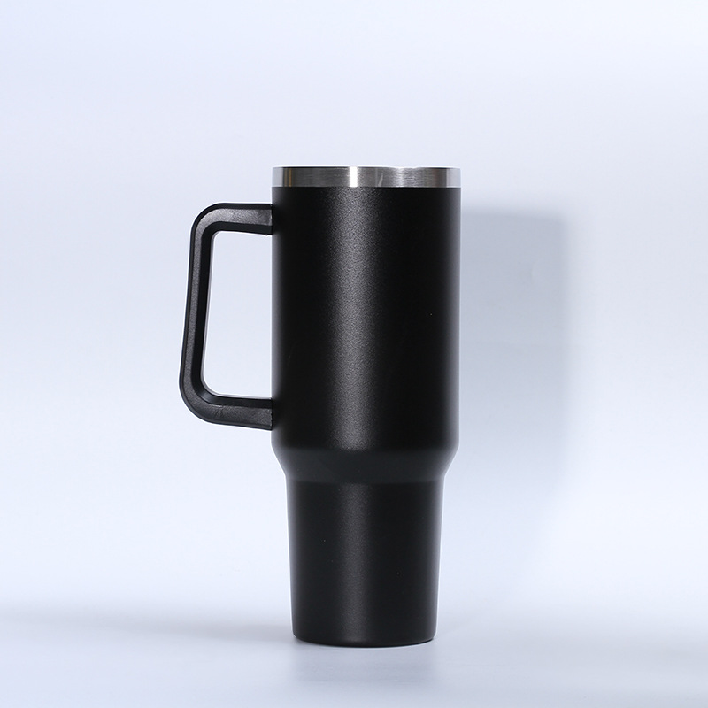Suministro directo transfronterizo 40oz mango helado taza portátil coche de acero inoxidable taza de pulverización de plástico de doble capa de vacío termo taza
