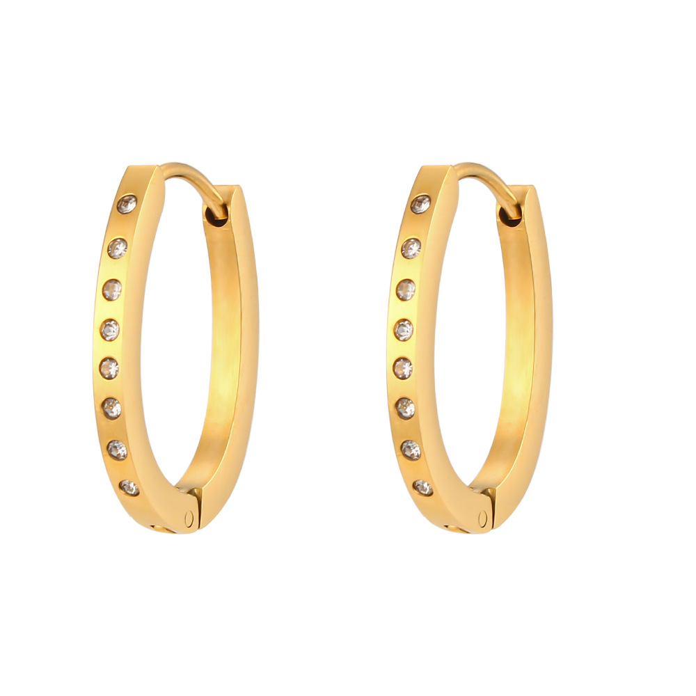 Title 6, Orecchini ovali da donna in acciaio inox con zi...