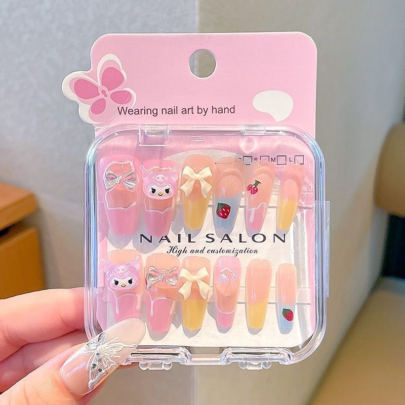 Niños que usan dibujos animados lindos 2025 nuevas niñas largas pegatinas de uñas blanquear niñas pegatinas de uñas para estudiantes de primaria