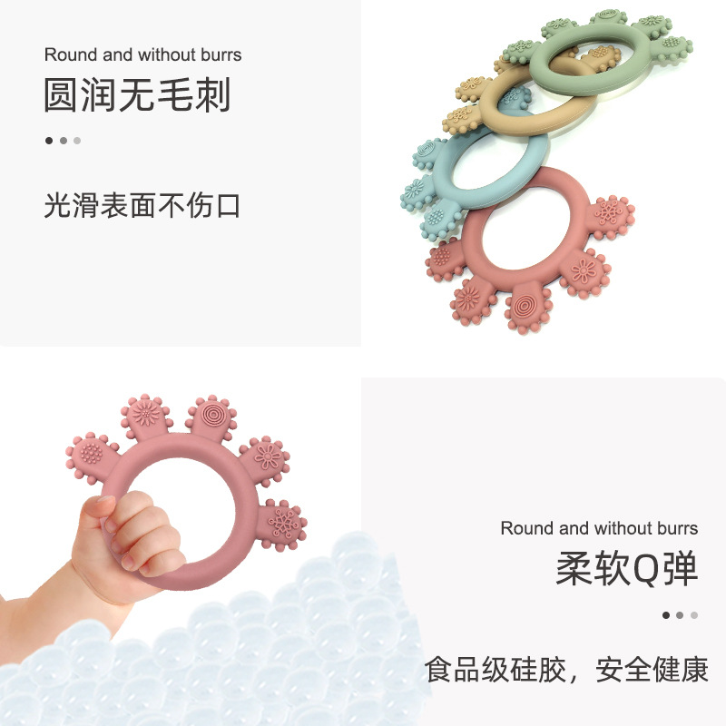 Entrenamiento de mordedor de silicona para bebés, agarre para bebés, agarre de mano de grado alimenticio, palo molar, juguete de mano anti-comer de silicona para bebés