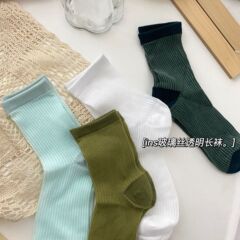 Summer Korean Style Thin Glass Fiber Stockings for Girls, Japanese Style Plain Transparent Crystal Fiber Student Long Socks, Instagram Trendy Socks