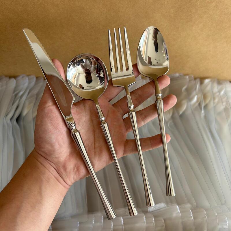 Cross-border Stainless Steel Tableware Knife, Fork and Spoon Hotel Restaurant Household Western Steak Knife and Fork Dessert Spoon Fruit Fork