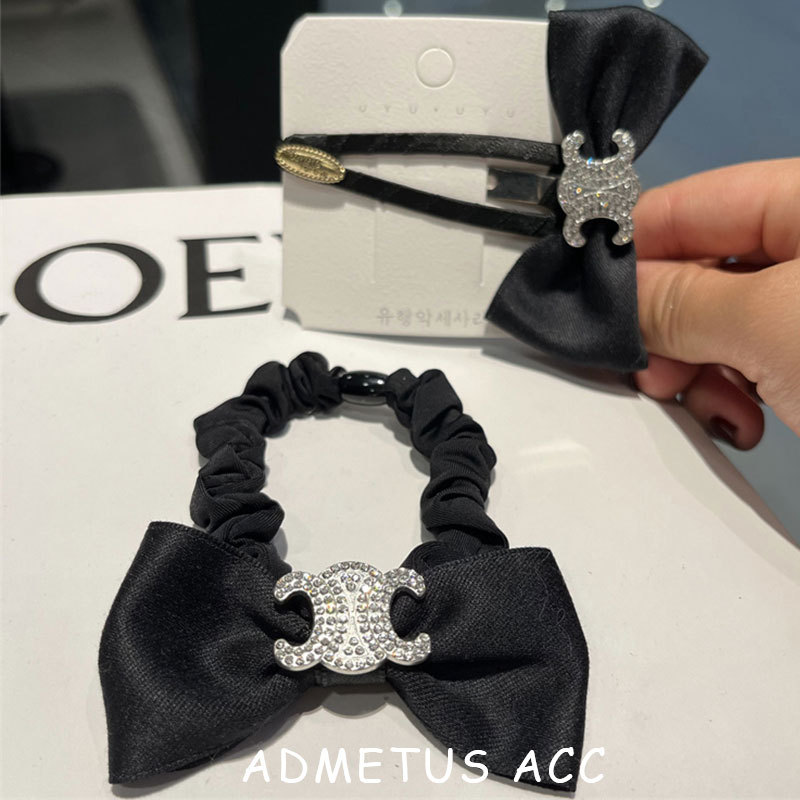 High-Elasticity Foreign Trade Bow Hair Tie, French Style 2023 Winter — Sleek Metal-Designed Minimalist Hair Accessories for Girls