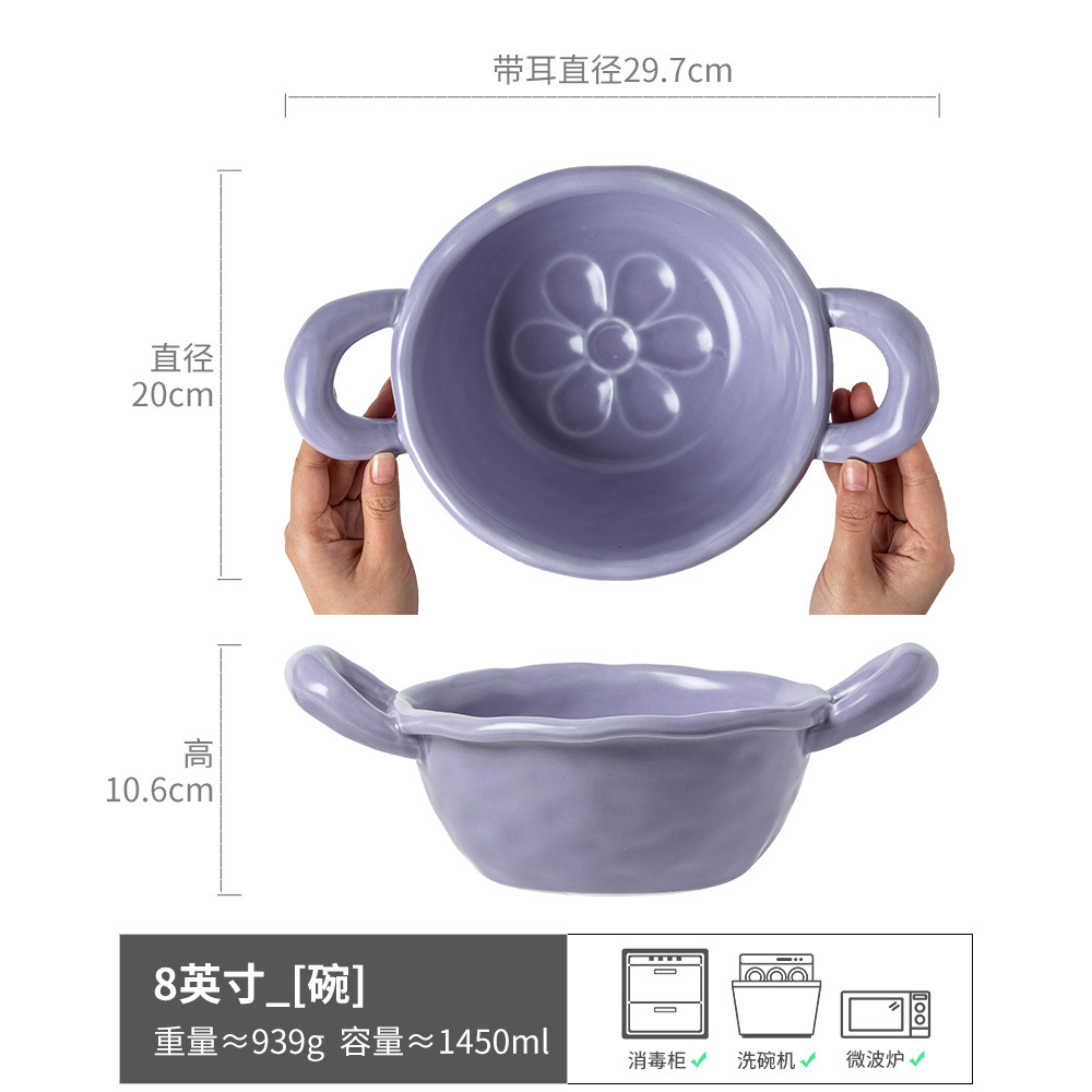 Tazón de orejas pellizcado a mano irregular, vajilla no caliente, tazón de cerámica, tazón de verduras caseras de color sólido simple, tazón de sopa, tazón de ensalada